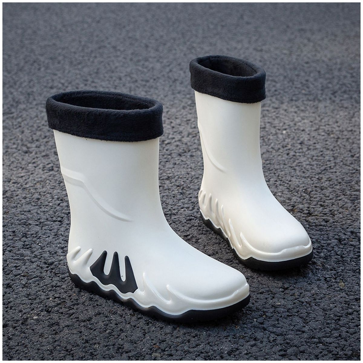 TIOZONEY - Botas de Agua Hombre-Blanco