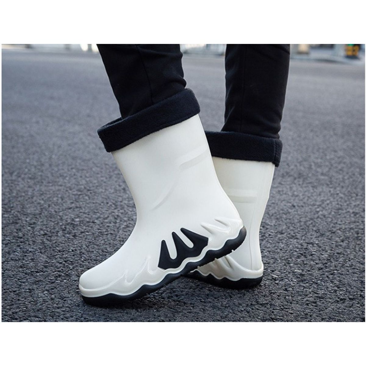 TIOZONEY - Botas de Agua Hombre-Blanco