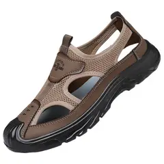 TIOZONEY - Sandalias caladas para hombre-Café