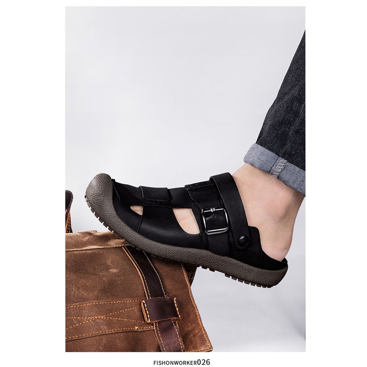 TIOZONEY - Sandalias de playa para hombre-Negro