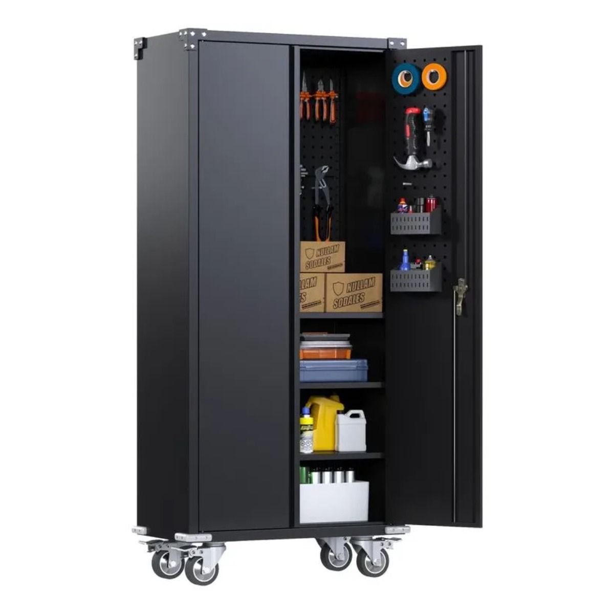 QUICK - Armario Metálico Alto 5 Niveles Accs. Panel De Herramienta