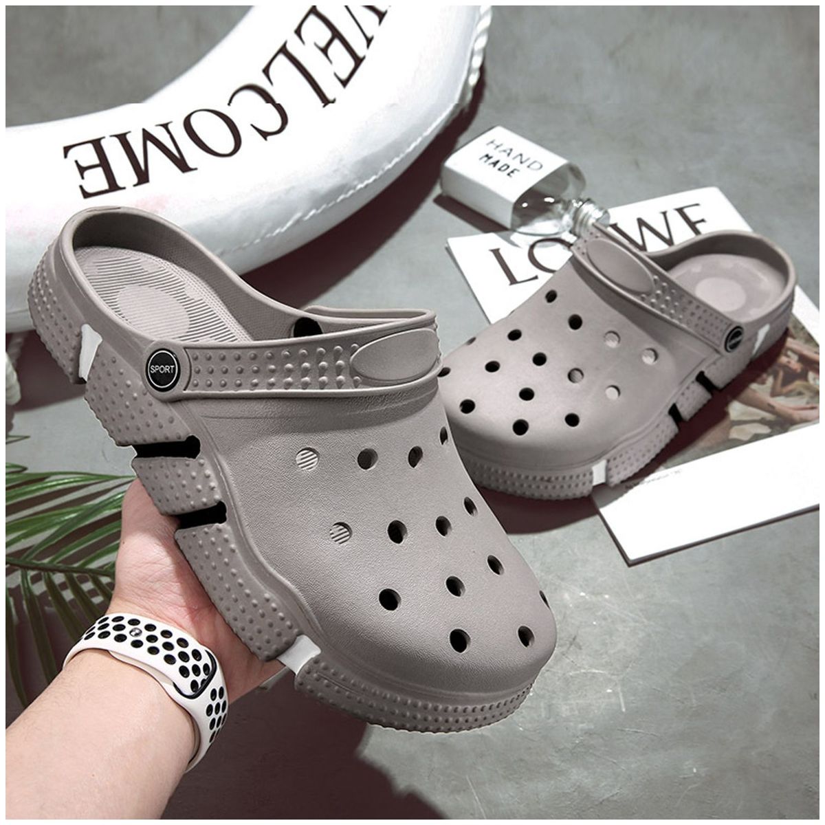 TIOZONEY - Sandalias para hombre -Gris