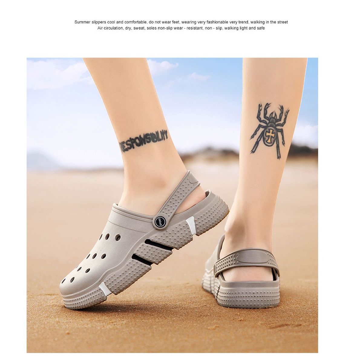 TIOZONEY - Sandalias para hombre -Gris