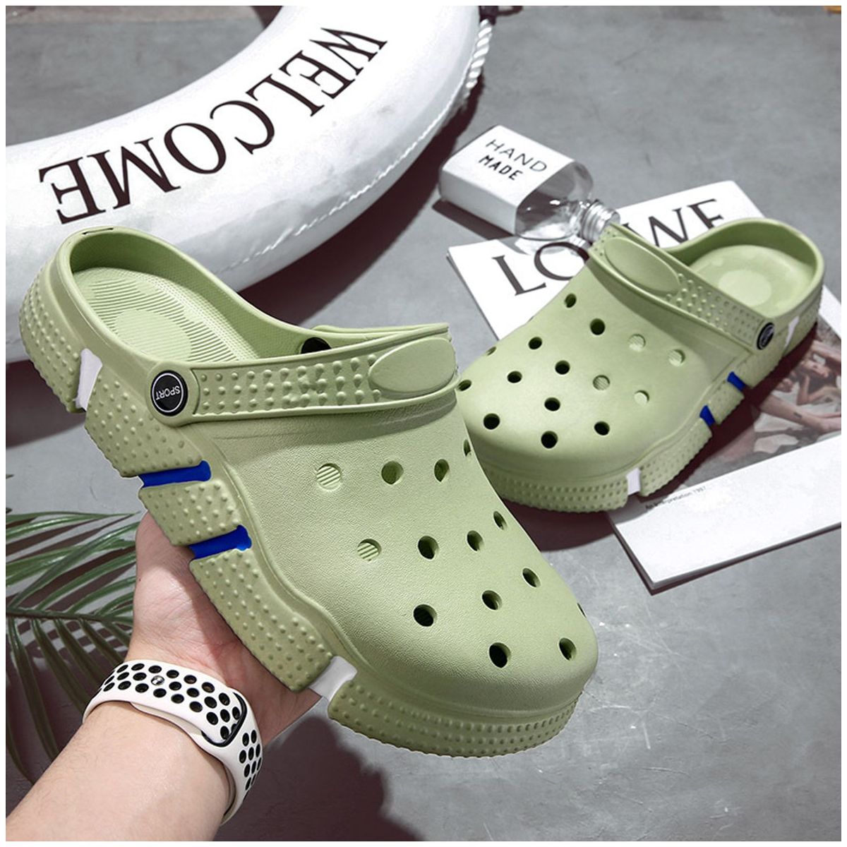 TIOZONEY - Sandalias para hombre -Verde