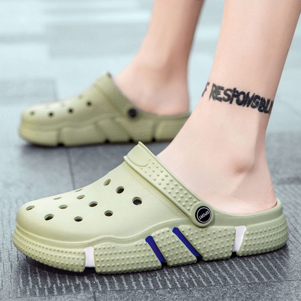 TIOZONEY - Sandalias para hombre -Verde