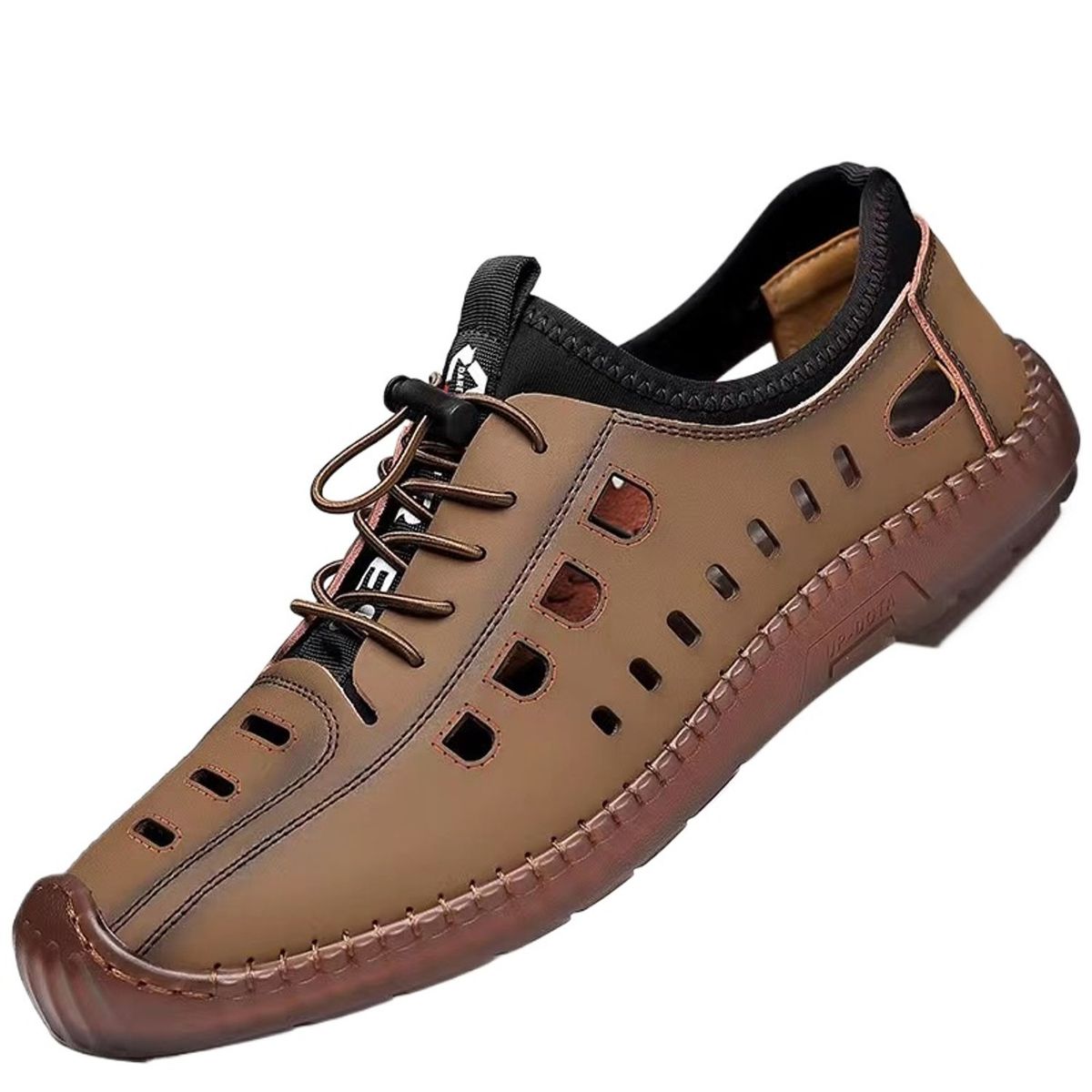 TIOZONEY - Sandalias abiertas para hombre-Marrón