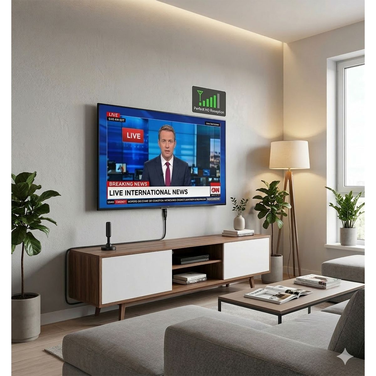 MALIK - Antena Digital HD TV 360 Señal DVB-T Cable 3 m
