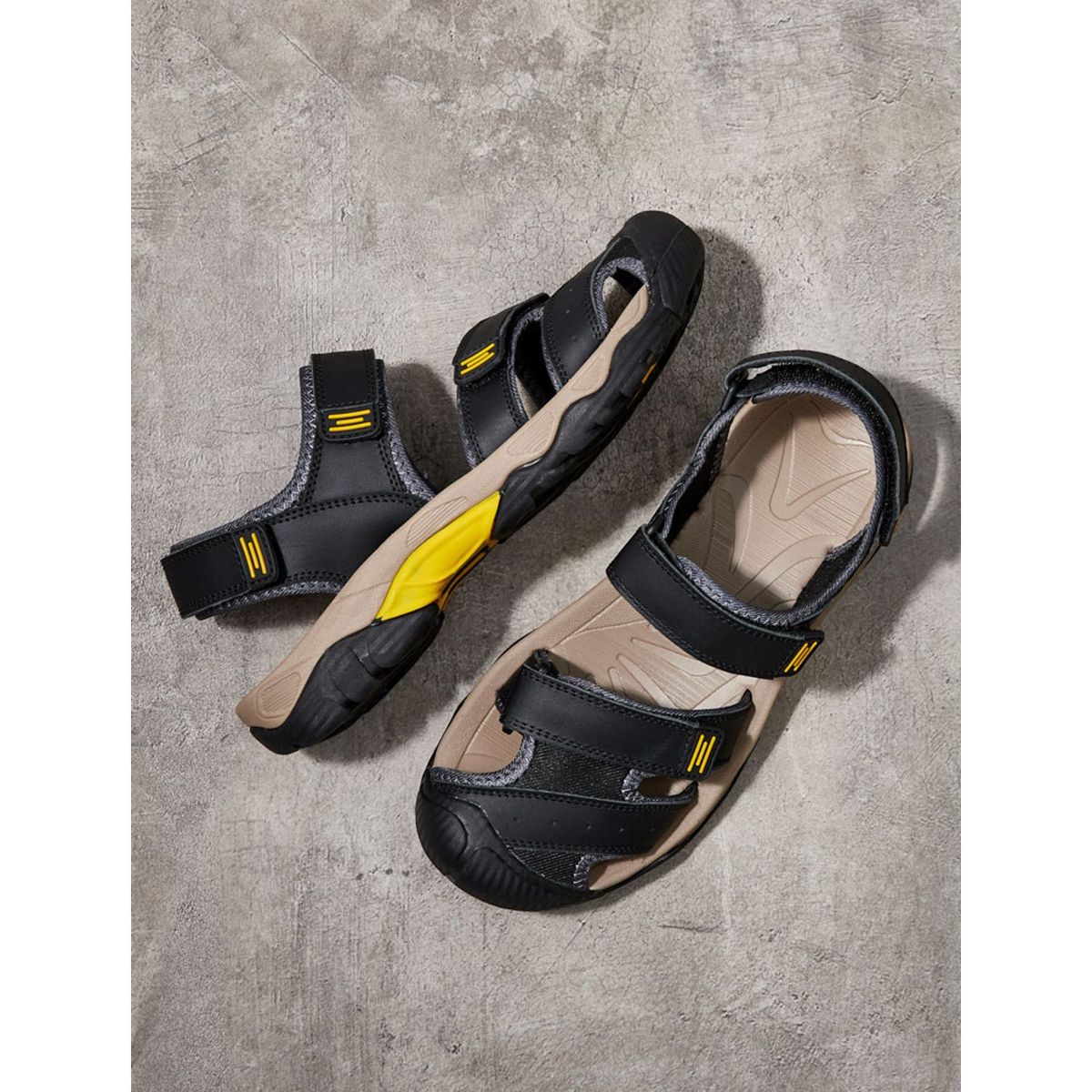 TIOZONEY - Sandalias abiertas para hombre-Negro