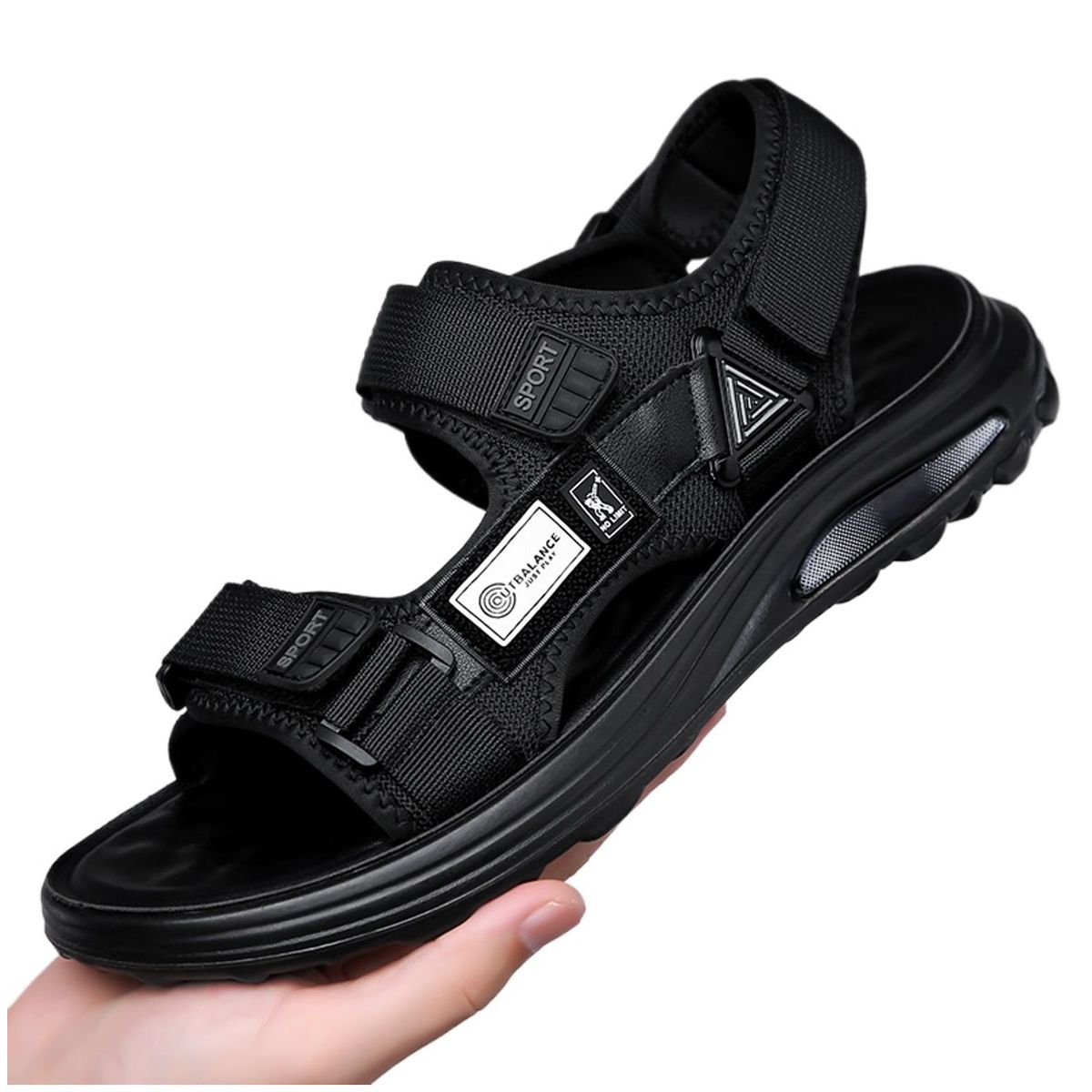 TIOZONEY - Sandalias abiertas para hombre-Negro