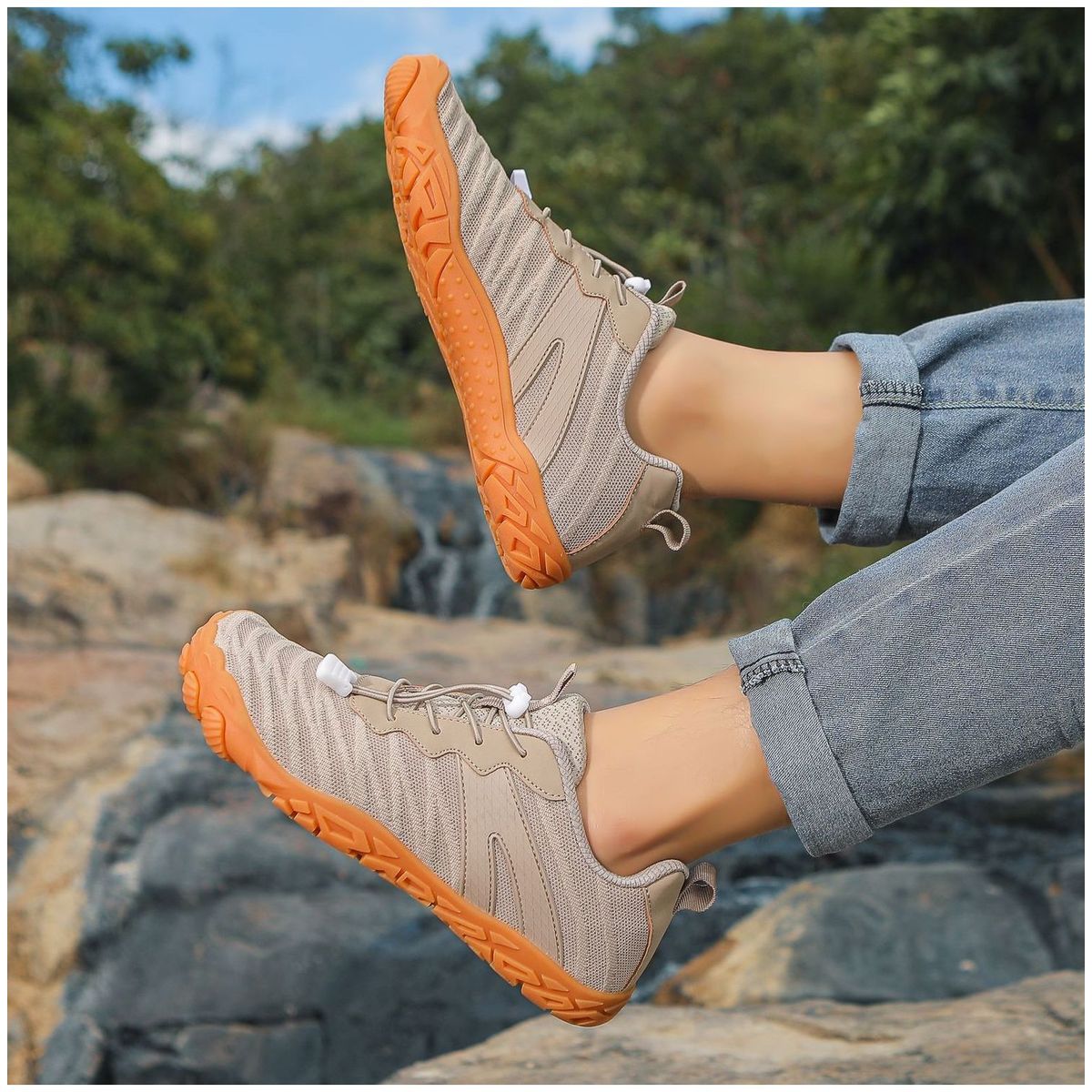 TIOZONEY - Zapatos de montaña antideslizantes para exteriores-Café