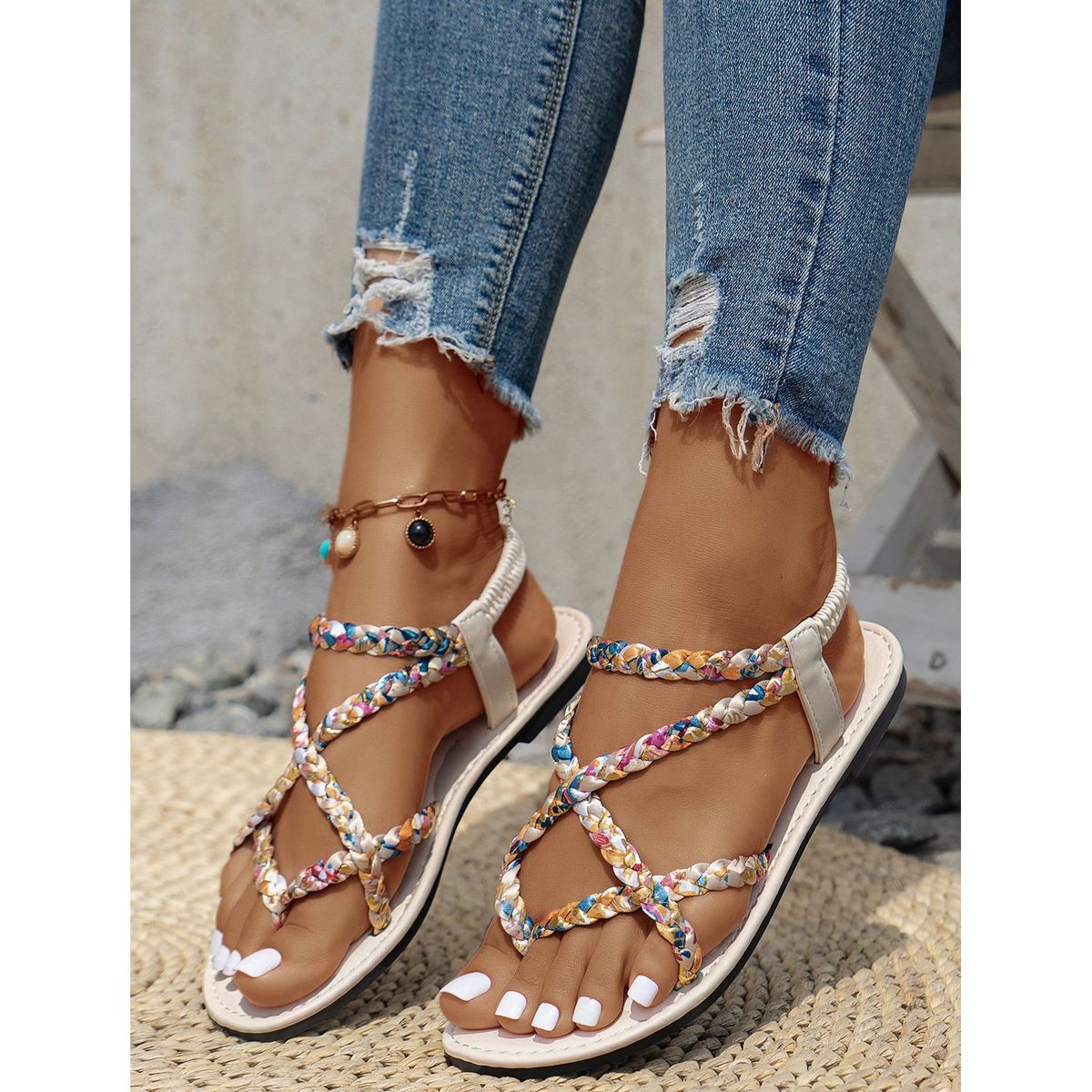 TIOZONEY - Sandalias planas para mujer