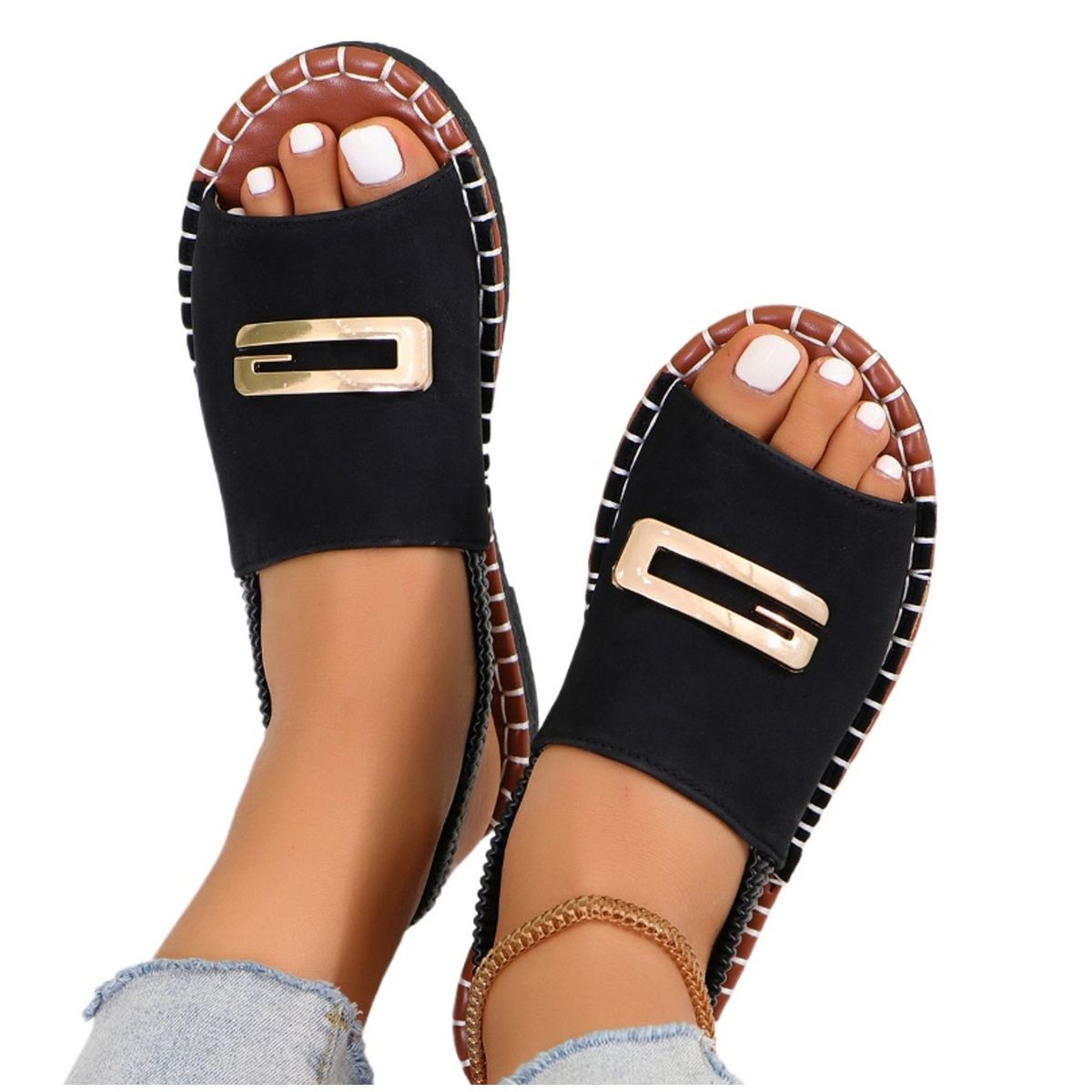 TIOZONEY - Sandalias planas para mujer
