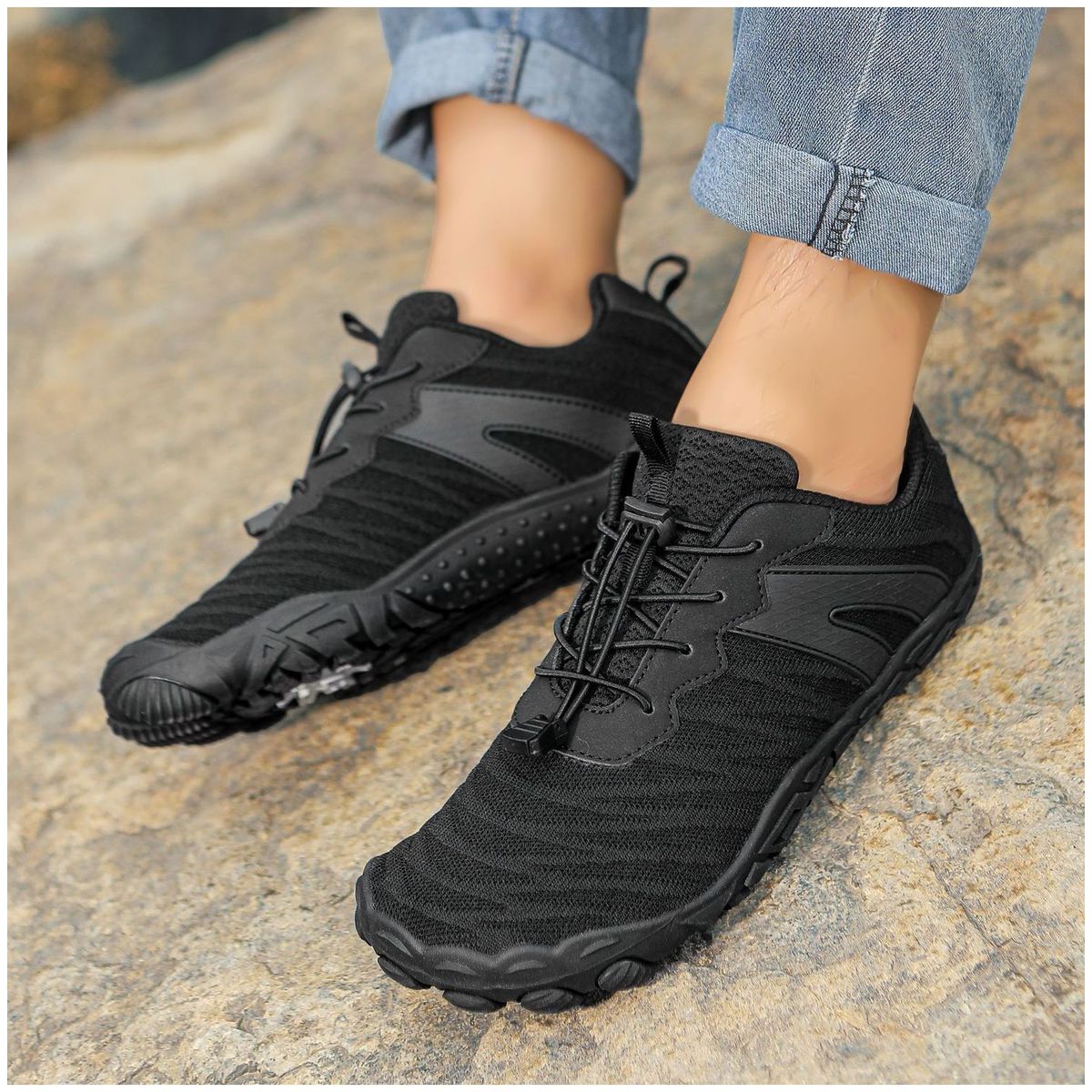 TIOZONEY - Zapatos de montaña antideslizantes para exteriores-Negro