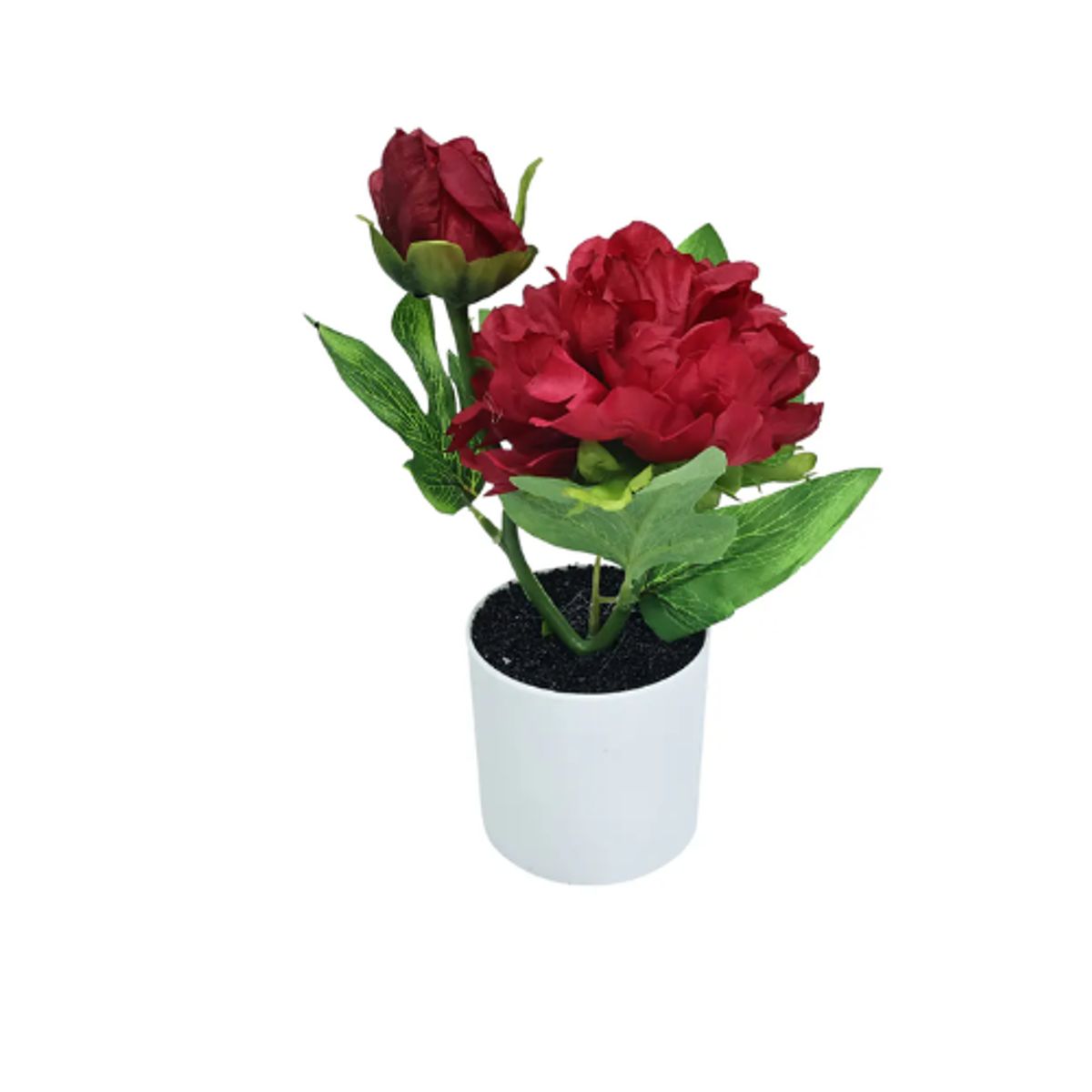 GENERICO - Set 6 Maceta Planta Artificiales Dos Rosas 25cm