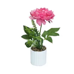 GENERICO - Set 6 Maceta Planta Una Rosa Artificiales 25cm