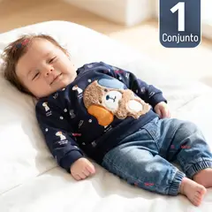 JUMP KIDS - Conjunto 2 Piezas Buzo Pantalón Y Polerón Azul Bebé Niño