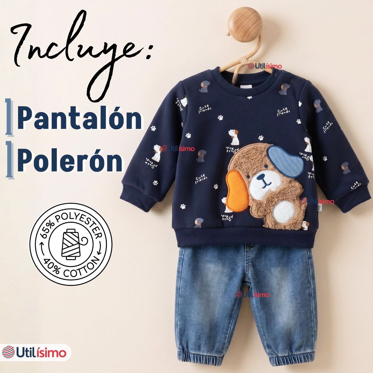 JUMP KIDS - Conjunto 2 Piezas Buzo Pantalón Y Polerón Azul Bebé Niño