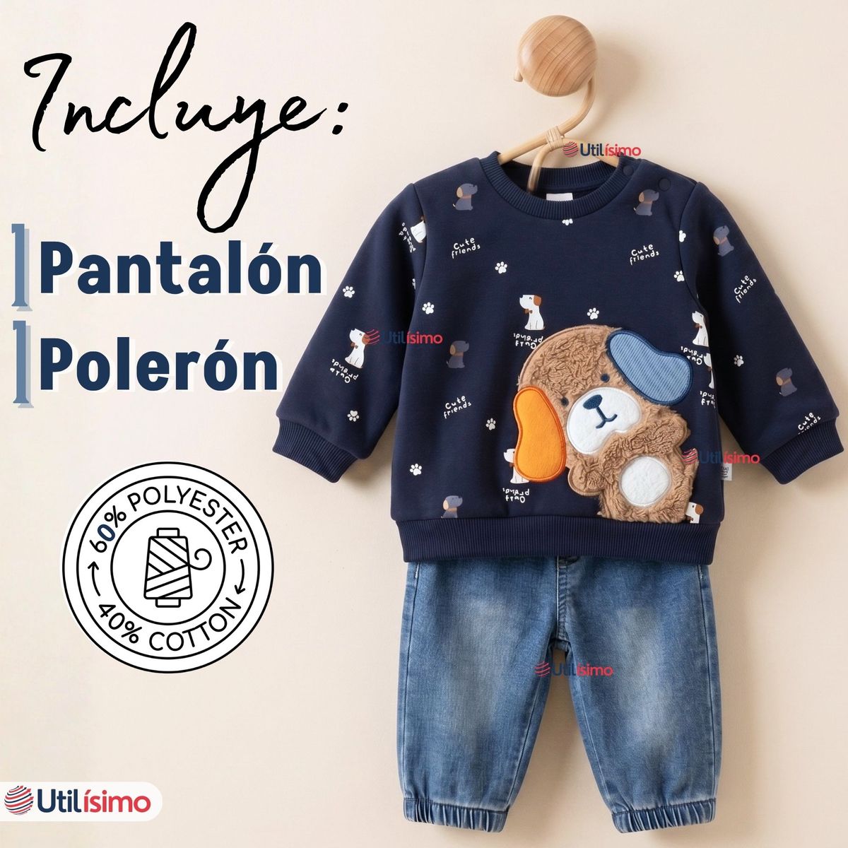 JUMP KIDS - Conjunto 2 Piezas Buzo Pantalón Y Polerón Azul Bebé Niño
