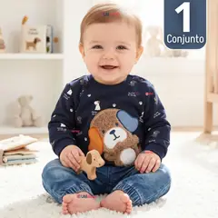 JUMP KIDS - Conjunto 2 Piezas Buzo Pantalón Y Polerón Azul Bebé Niño