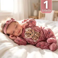 JUMP KIDS - Enterito Tela Plush Rosado Bebé Niña