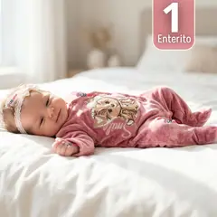 JUMP KIDS - Enterito Tela Plush Rosado Bebé Niña