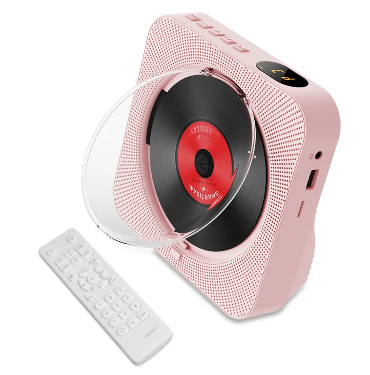 TIOZONEY Reproductor de CD Bluetooth Pantalla LED Rosa