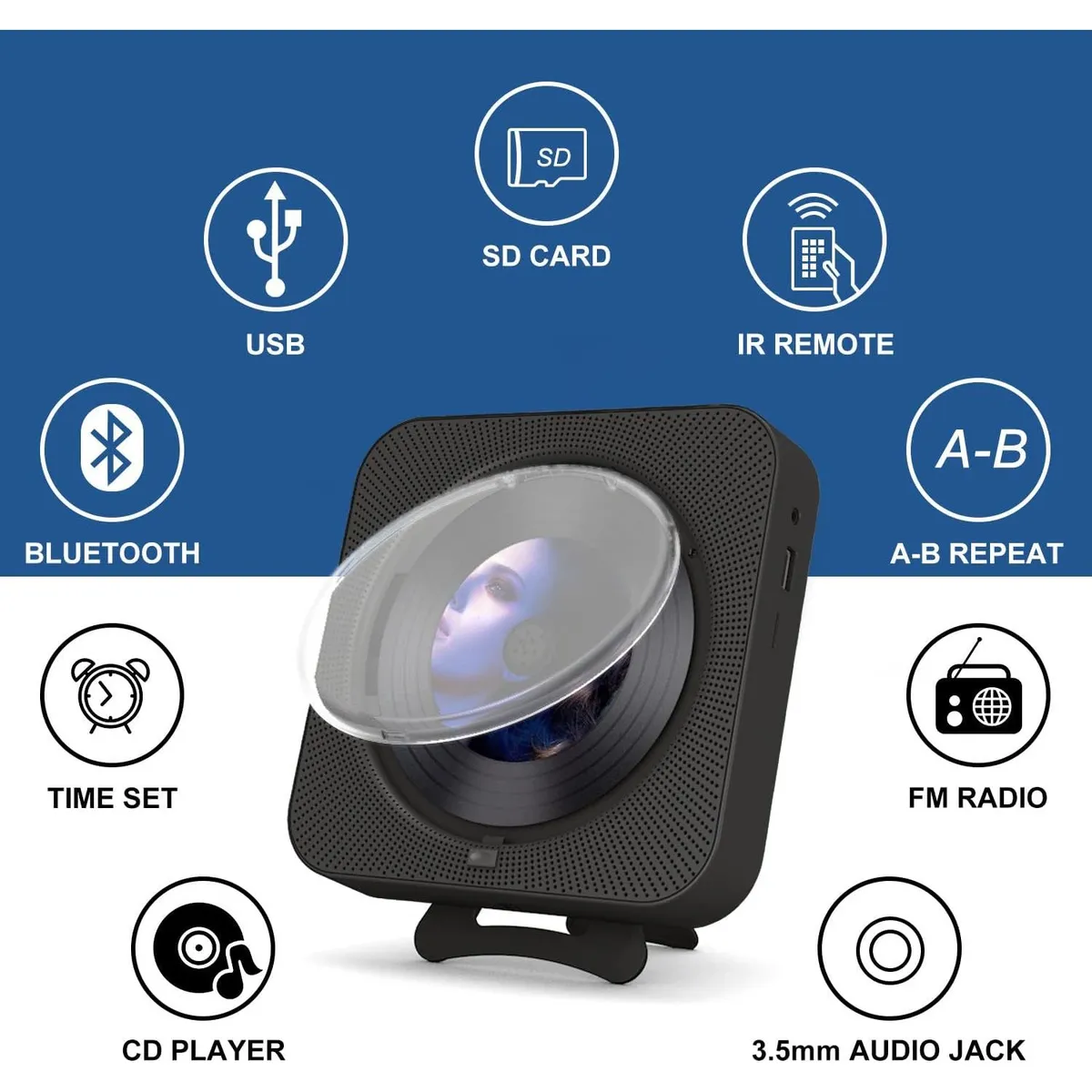 TIOZONEY - Reproductor de CD Bluetooth Pantalla LED