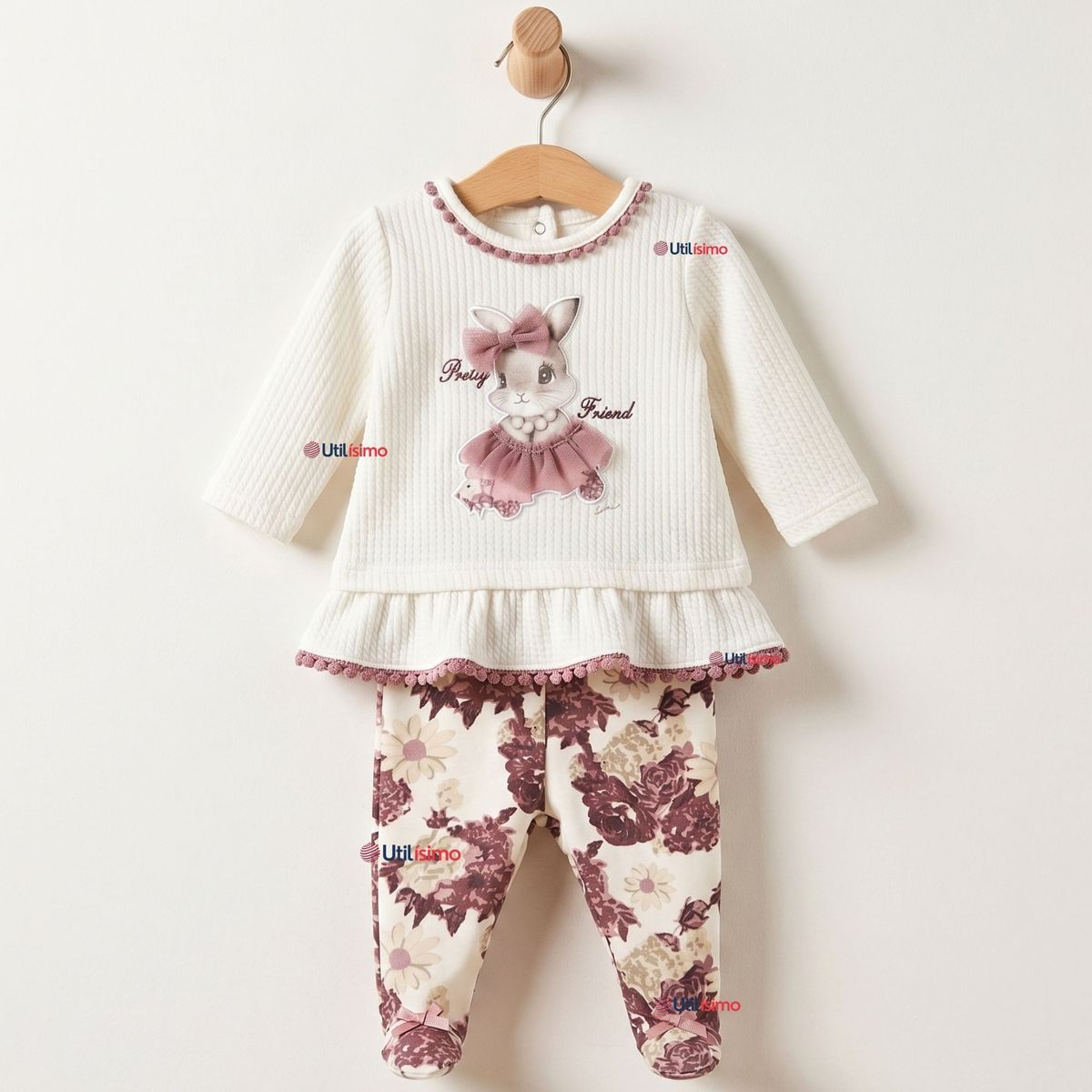 JUMP KIDS - Conjunto Buzo Pantalón Polerón Algodón White Rabbit Bebé Niña