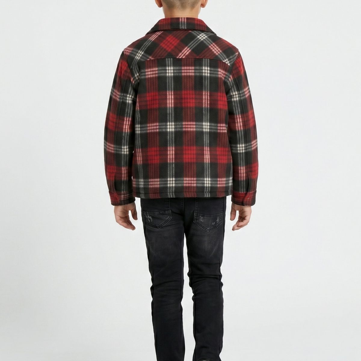 KIBOU - Camisa Niño Polar Cuadros Tipo Leñador Invierno