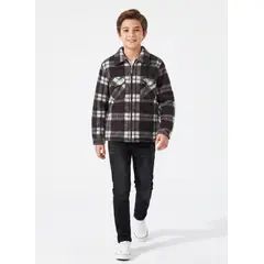 KIBOU - Camisa Niño Polar Cuadros Tipo Leñador Invierno