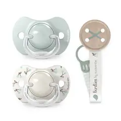 SUAVINEX - PACK CHUPETES + BROCHE BIRDIES VERDE 0-6M