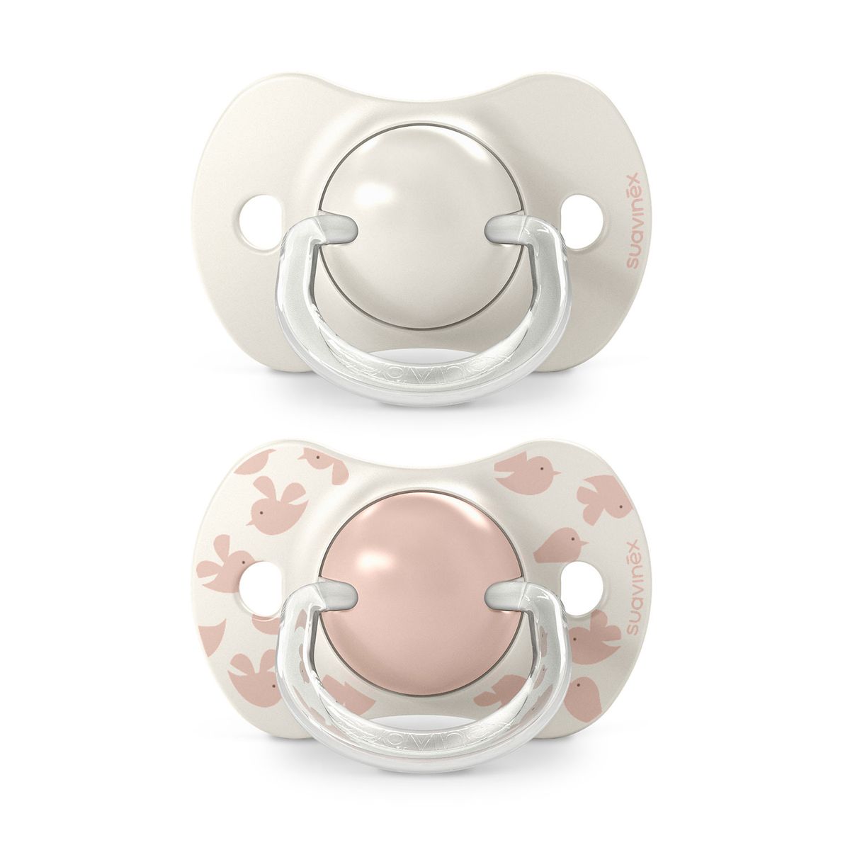 SUAVINEX - PACK CHUPETES + BROCHE BIRDIES ROSA 6-18M