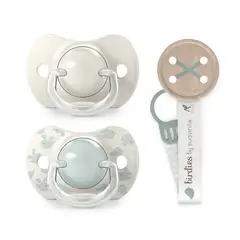 SUAVINEX - PACK CHUPETES + BROCHE BIRDIES VERDE 6-18M