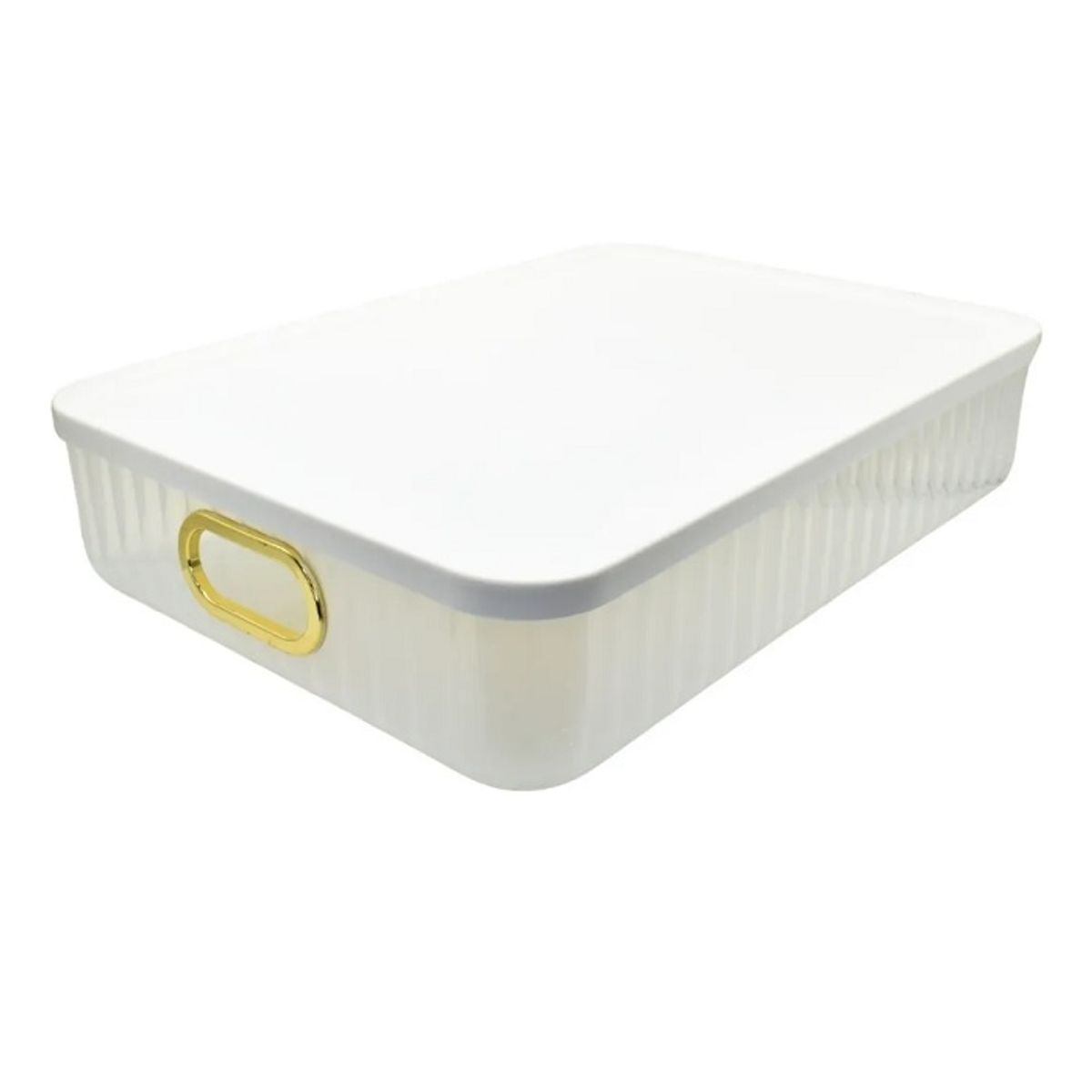 GENERICO - Caja organizadora plástica con tapa color blanca, 35 cmx 23.5 cmx 8 cm