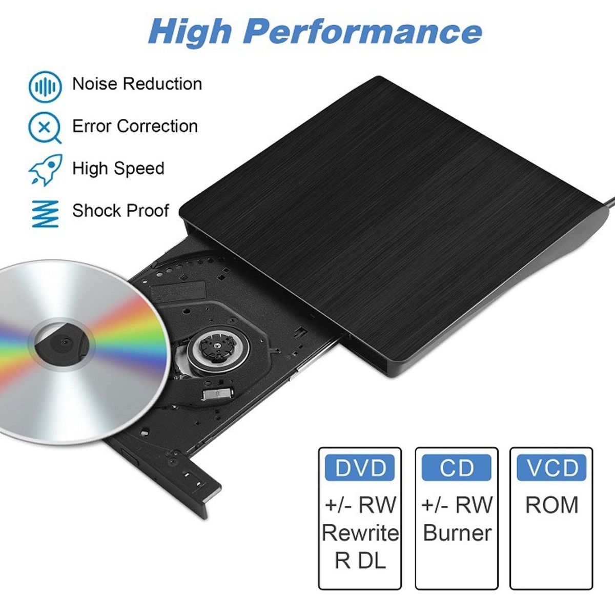 TIOZONEY - Unidad externa de CD y DVD USB 30 portátil DVD