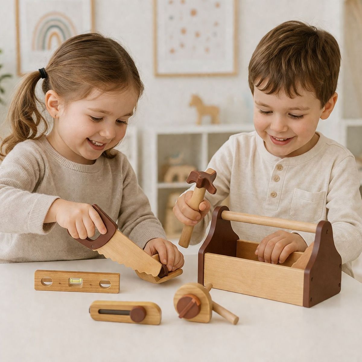 GENERICO - Herramientas Infantil De Madera Con Maletín Didáctico