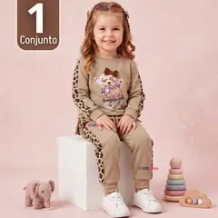 JUMP KIDS - Conjunto 2 Piezas Buzo Pantalón Y Polerón Beige Osito Niña