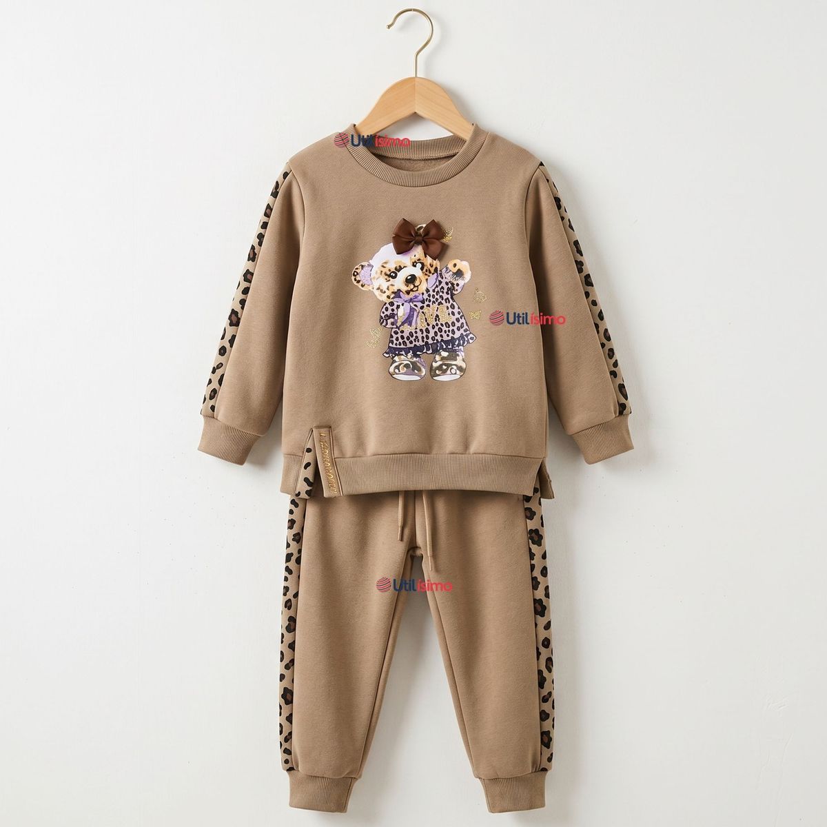 JUMP KIDS - Conjunto 2 Piezas Buzo Pantalón Y Polerón Beige Osito Niña