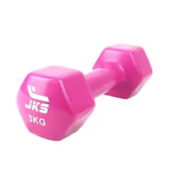 JKS - Mancuerna Hexagonal Vinilio Rosado 3kg Unidad
