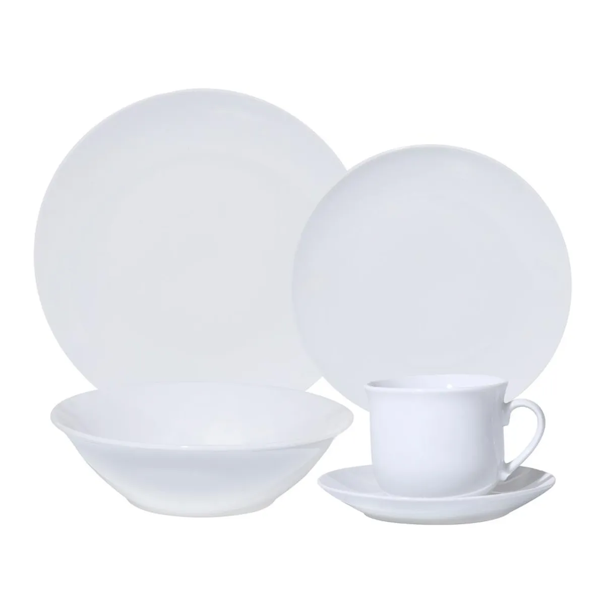 CASCAIS - Juego de Vajillas 30 Piezas Porcelana Rodondo Blanco Cascais