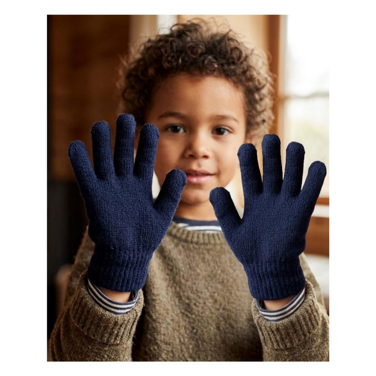 EKOL TACTICA MILITAR - Guantes De Lana Térmicos Para Niños - Invierno Suave Color Azul Marino
