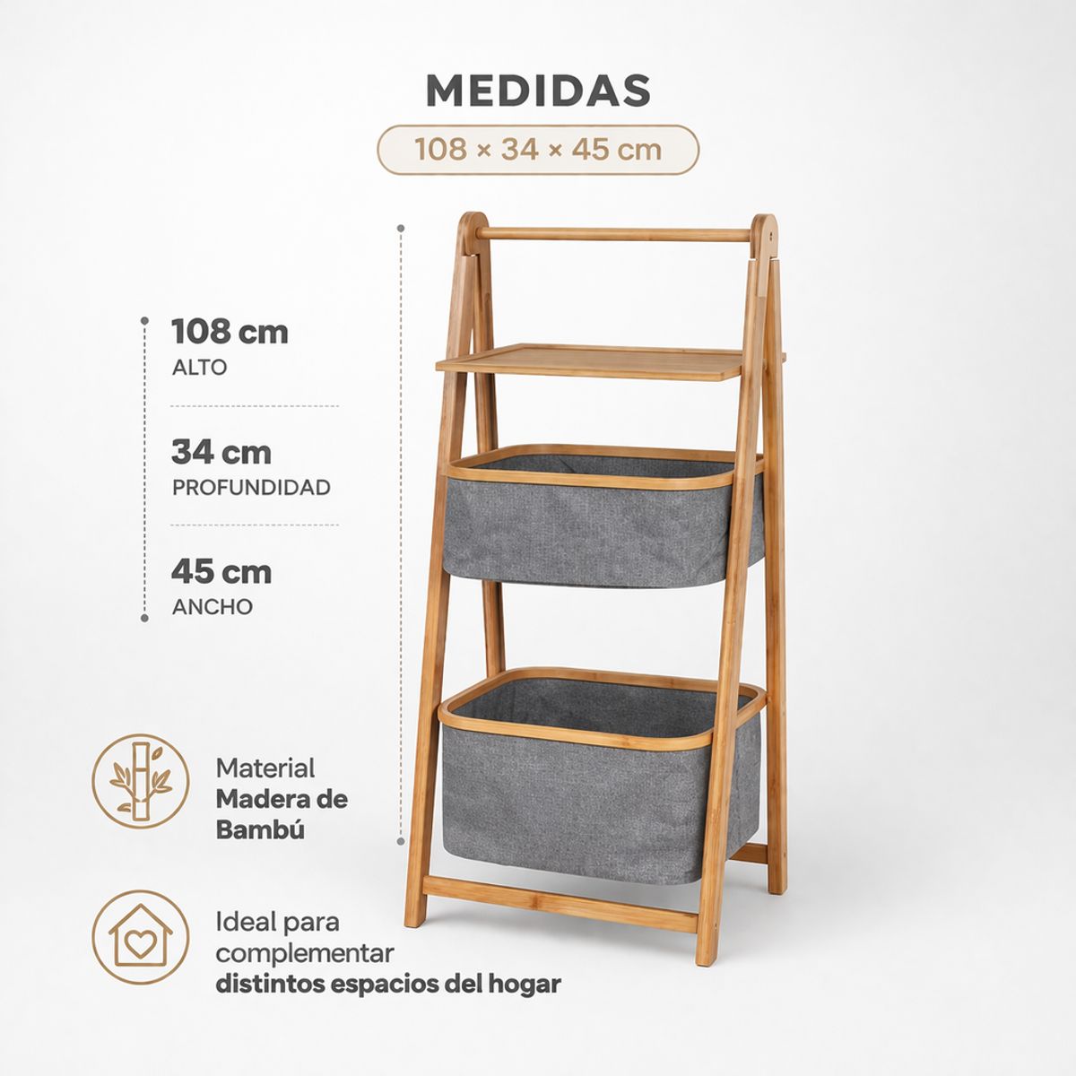 SPACE HOME - Mueble Organizador De Bambú Para Baño Cocina O Dormitorio
