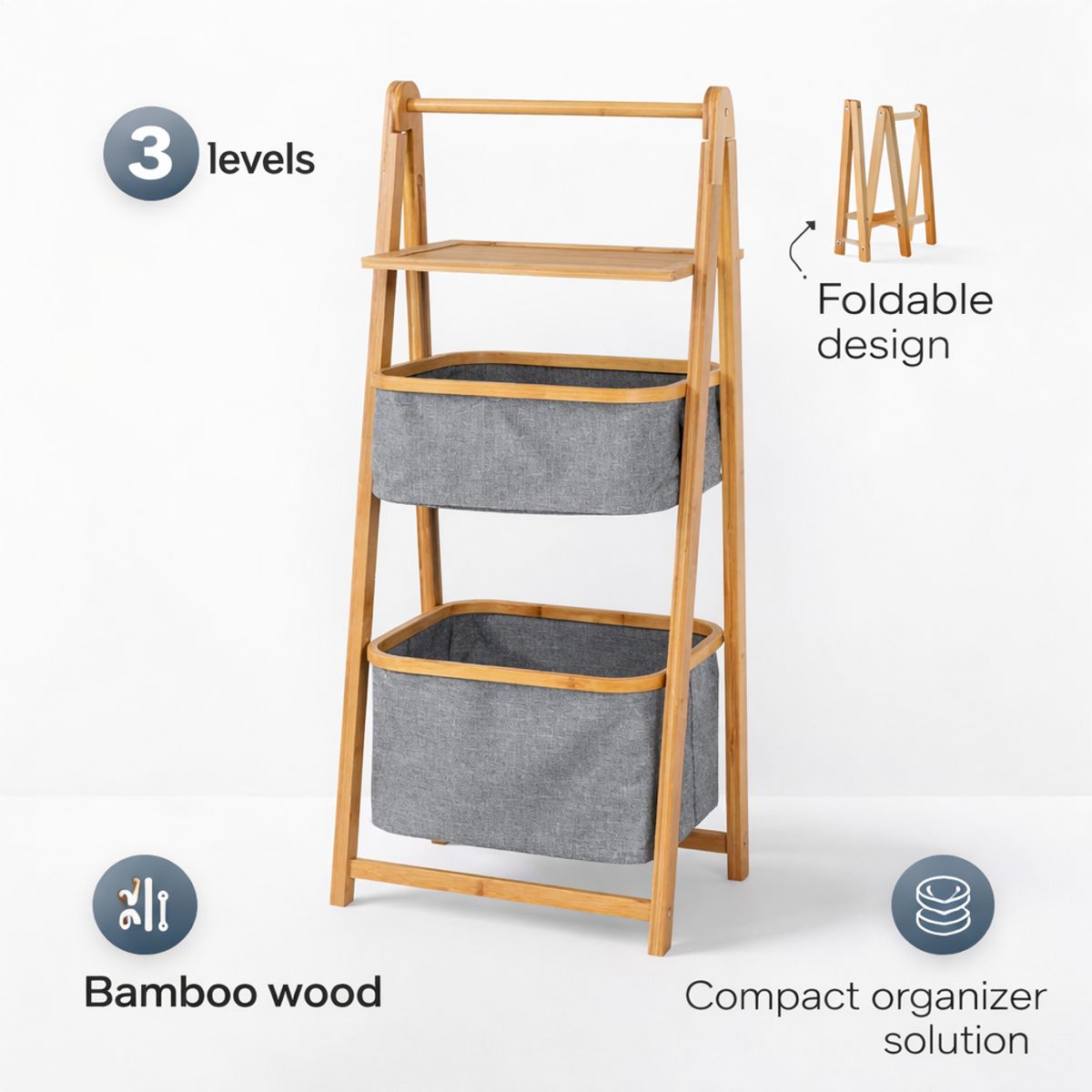 SPACE HOME - Mueble Organizador De Bambú Para Baño Cocina O Dormitorio