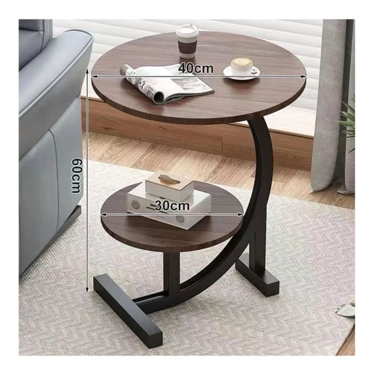 GENERICO - Mesa De Centro Doble Auxiliar Living En Forma Media Luna