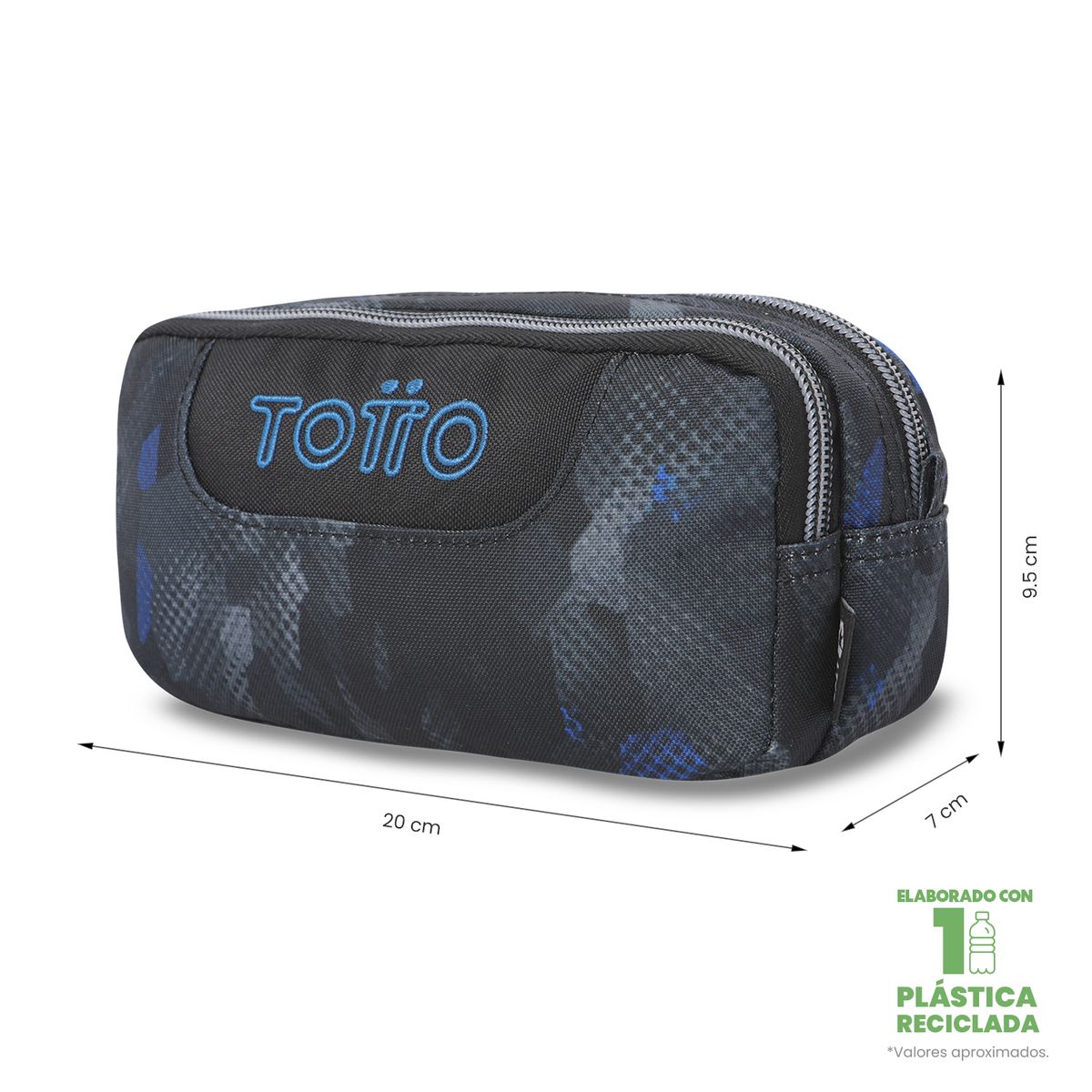 TOTTO - Estuche Escolar Pequeña para Hombre Sobre Negro