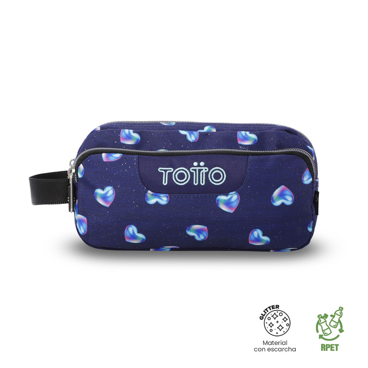TOTTO - Estuche Multiuso Agapec Glitter Grande Azul Mujer