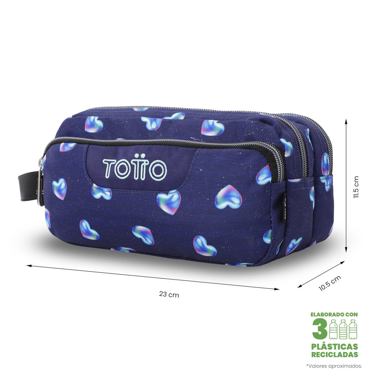 TOTTO - Estuche Multiuso Agapec Glitter Grande Azul Mujer