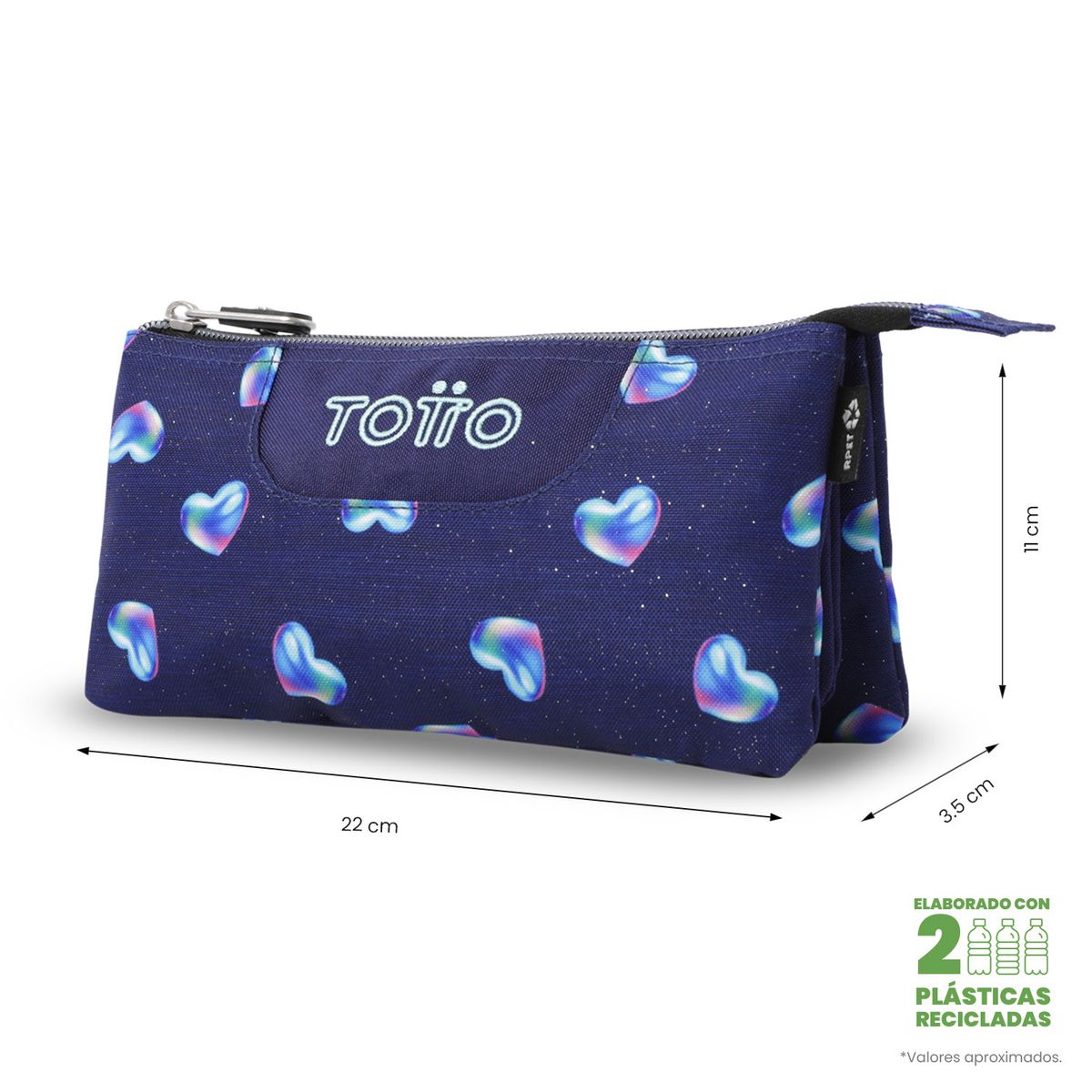 TOTTO - Estuche Multiuso Tablero Glitter Pequeña Azul Mujer