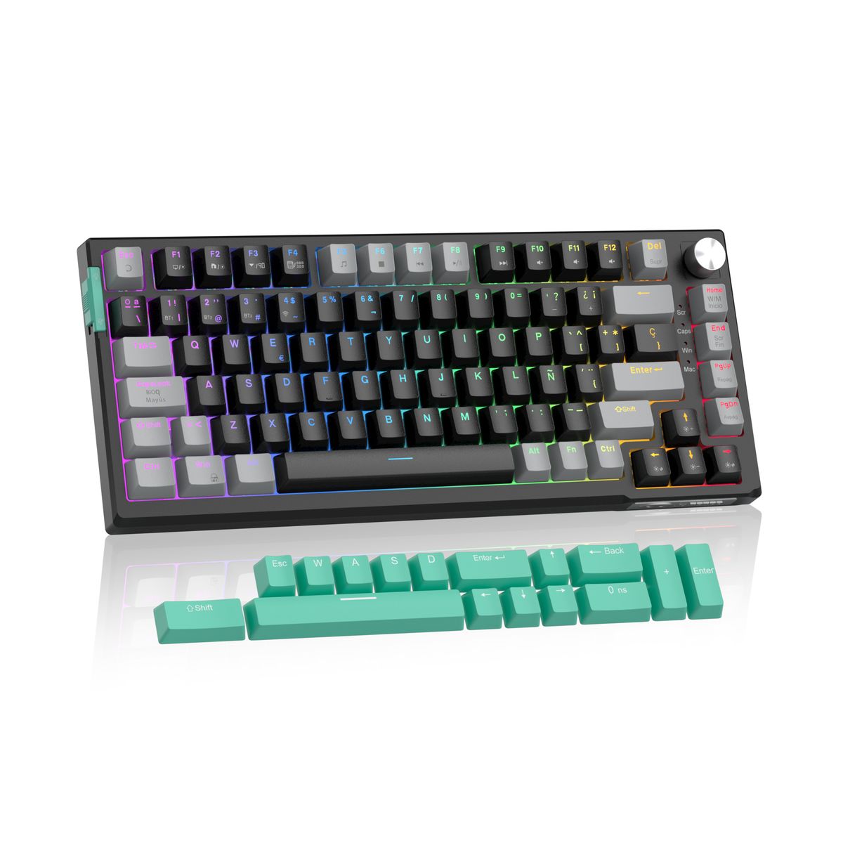 MAGEGEE - Magegee teclado mecánico SKY81 - Gris negro celeste - inalámbrico español