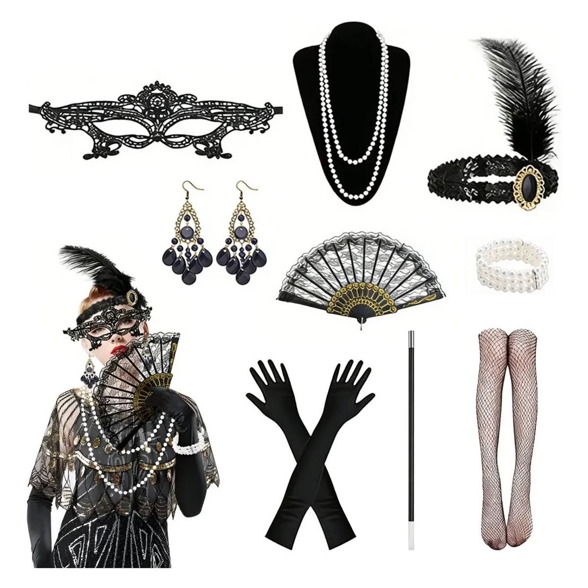 GENERICO - Set disfraz fiesta de gatsby 9unds para mujer